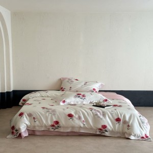 Lyocell digital printing 60s duvet cover pink flat sheet custom bed sheets bedding set