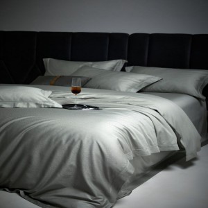 100 thread count long staple cotton home textile green duvet cover bed sheets pillow shams jacquard four piece bedding set