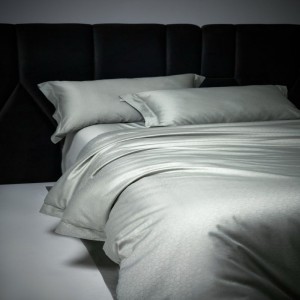 100 thread count long staple cotton home textile green duvet cover bed sheets pillow shams jacquard four piece bedding set