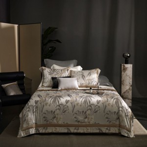 Gray lyocell cotton home textile bedroom jacquard duvet cover bed sheets queen king size bedding set