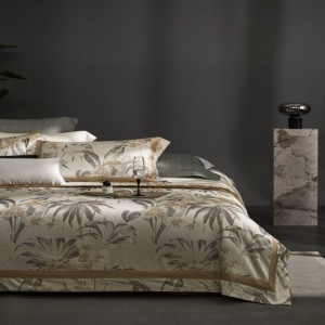 Gray lyocell cotton home textile bedroom jacquard duvet cover bed sheets queen king size bedding set
