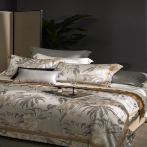 Gray lyocell cotton home textile bedroom jacquard duvet cover bed sheets queen king size bedding set