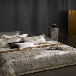 Gray lyocell cotton home textile bedroom jacquard duvet cover bed sheets queen king size bedding set