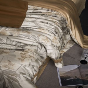 Gray lyocell cotton home textile bedroom jacquard duvet cover bed sheets queen king size bedding set