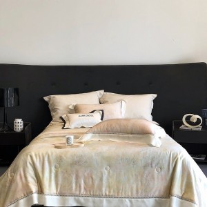 Pastoral style printing home textile lyocell bed linen pink duvet quilt comforter cover bedding set wholesaler