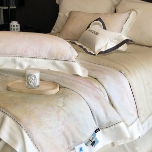 Pastoral style printing home textile lyocell bed linen pink duvet quilt comforter cover bedding set wholesaler