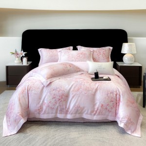 Elegant design blue full size digital printing adult pillowcases luxury 100% lyocell comforter cover bedding set supplier