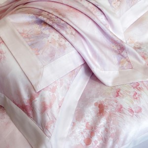 Elegant design blue full size digital printing adult pillowcases luxury 100% lyocell comforter cover bedding set supplier