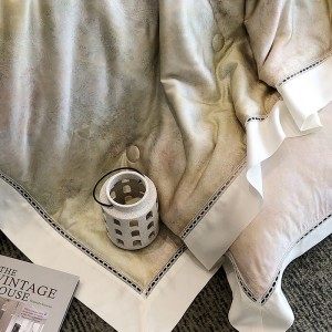 Pastoral style printing home textile lyocell bed linen pink duvet quilt comforter cover bedding set wholesaler