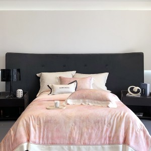 Pastoral style printing home textile lyocell bed linen pink duvet quilt comforter cover bedding set wholesaler