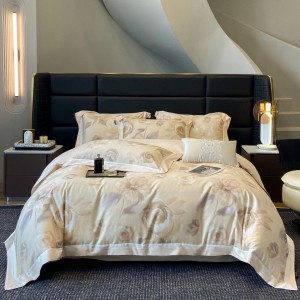 Pastoral style digital printing home textile 100s cotton bed linen beige duvet quilt comforter cover bedding set wholesaler
