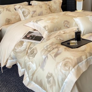 Pastoral style digital printing home textile 100s cotton bed linen beige duvet quilt comforter cover bedding set wholesaler