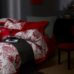 Hot-selling 4-pieces textile floral printing 2m/2.2m bedsheet flat sheets 1.8m red quilt cover cotton bedding set manufacture