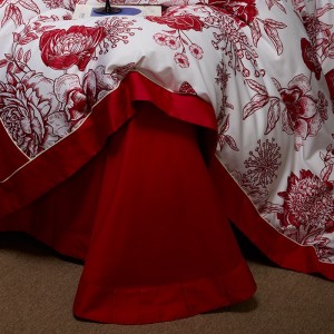 Hot-selling 4-pieces textile floral printing 2m/2.2m bedsheet flat sheets 1.8m red quilt cover cotton bedding set manufacture