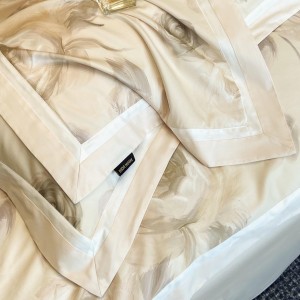 Pastoral style digital printing home textile 100s cotton bed linen beige duvet quilt comforter cover bedding set wholesaler