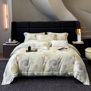 Pastoral style digital printing home textile 100s cotton bed linen beige duvet quilt comforter cover bedding set wholesaler