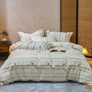 High-quality linen cotton white bed sheets exquisite single size jacquard quilt cover home textile bedding set manufacture