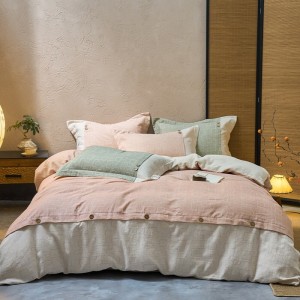 High-quality linen cotton white bed sheets exquisite single size jacquard quilt cover home textile bedding set manufacture