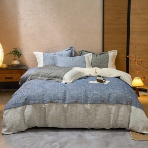 High-quality linen cotton white bed sheets exquisite single size jacquard quilt cover home textile bedding set manufacture