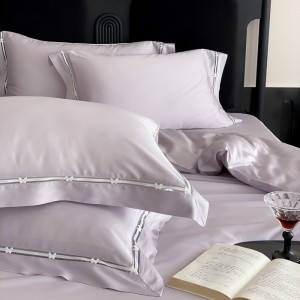 Elegant design full size solid color adult pillowcases purple plain color comforter cover bedding set supplier