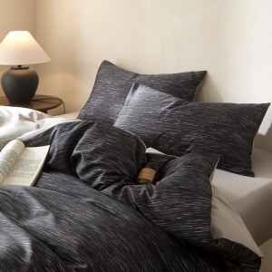 Light luxury cotton bed linen exquisite king size house printing comforter cover black bedding set wholesaler