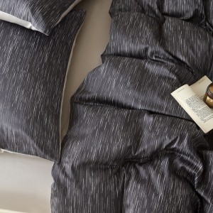 Light luxury cotton bed linen exquisite king size house printing comforter cover black bedding set wholesaler