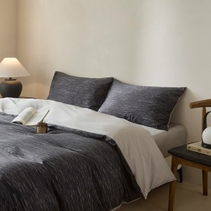 Light luxury cotton bed linen exquisite king size house printing comforter cover black bedding set wholesaler