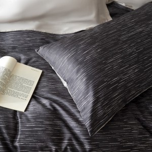 Light luxury cotton bed linen exquisite king size house printing comforter cover black bedding set wholesaler