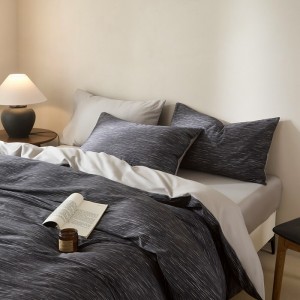 Light luxury cotton bed linen exquisite king size house printing comforter cover black bedding set wholesaler