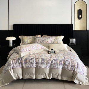 Elegant design full size digital printing adult pillowcases patchwork 100% cotton sateen comforter cover bedding set supplier