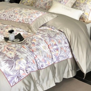 Elegant design full size digital printing adult pillowcases patchwork 100% cotton sateen comforter cover bedding set supplier