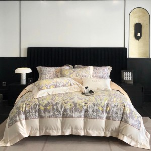 Elegant design full size digital printing adult pillowcases patchwork 100% cotton sateen comforter cover bedding set supplier