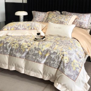 Elegant design full size digital printing adult pillowcases patchwork 100% cotton sateen comforter cover bedding set supplier