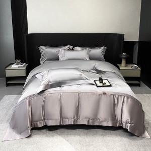 Modern style solid color home textile 100% cotton sliver bed linen duvet quilt comforter cover bedding set wholesaler