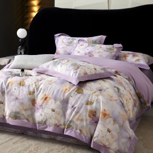 High-quality cotton bed sheets exquisite single size printing purple quilt cover home textile bedding set manufacture