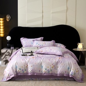 High-quality cotton bed sheets exquisite single size printing purple quilt cover home textile bedding set manufacture
