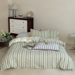 High-End jacquard comforter set bedsheets green cotton coverlets with 2 soft pillowslips bedding set supplier