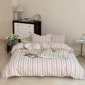High-End jacquard comforter set bedsheets green cotton coverlets with 2 soft pillowslips bedding set supplier
