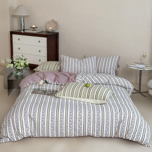 High-End jacquard comforter set bedsheets green cotton coverlets with 2 soft pillowslips bedding set supplier