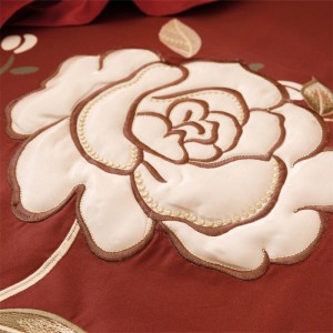 Wedding cotton bed linen exquisite king size house embroidery comforter cover red bedroom bedding set wholesaler