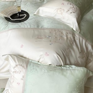 French style embroidery home textile lyocell bed linen green duvet quilt comforter cover bedding set wholesaler