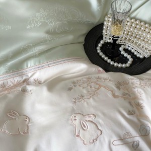 French style embroidery home textile lyocell bed linen green duvet quilt comforter cover bedding set wholesaler