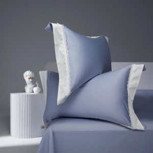 High quality blue solid color 4 pieces home textiles 100% cotton bedding set supplier