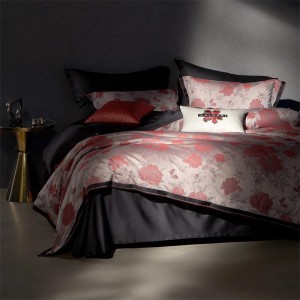 High quality 80S long staple cotton home textiles brown jacquard pillowcases bedding set supplier