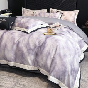 Premium quality 100S long staple cotton home textiles digital printing pillowcases purple bedding set