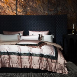 European style embroidery home textile 100s cotton bed linen pink duvet quilt comforter cover bedding set wholesaler