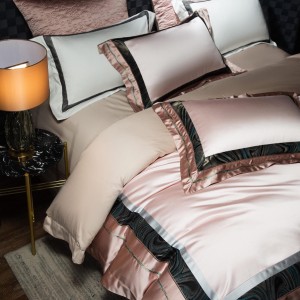 European style embroidery home textile 100s cotton bed linen pink duvet quilt comforter cover bedding set wholesaler