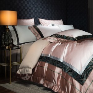 European style embroidery home textile 100s cotton bed linen pink duvet quilt comforter cover bedding set wholesaler