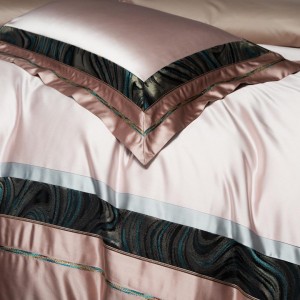 European style embroidery home textile 100s cotton bed linen pink duvet quilt comforter cover bedding set wholesaler