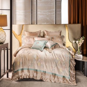 Jacquard comforter duvet cover with 2 pillow shams 100s cotton double coverlets flat sheet 4PCS textile gold bedding set wholesaler
